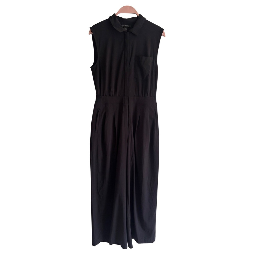 Athleta Brooklyn Sleeveless Wide Leg Utility Jumpsuit Black Zip Front  Size 8 - Picture 2 of 8